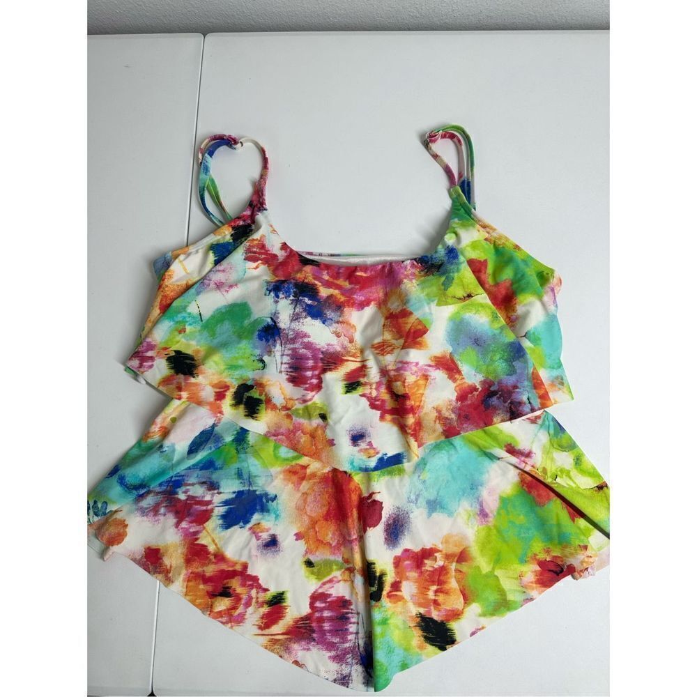 Maxine of Hollywood Tankini Top Layered Size 18 - Picture 9 of 11